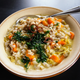 Vegetarian Pearl Barley Stew with fried parsley
